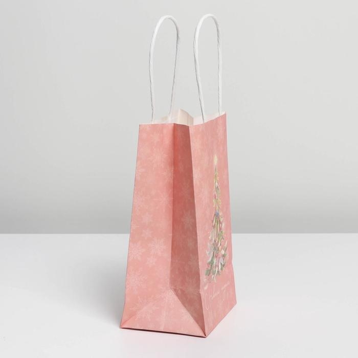 Пакет подарочный новогодний крафтовый &laquo;Новогодние сны&raquo;, 12 х 21 х 9 см, Новый год