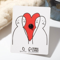 Значок &laquo;Сердце&raquo; объятие, цвет красный в чёрном металле