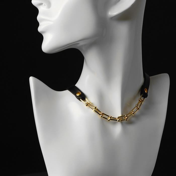 Чокер &laquo;Цепь&raquo; модерн, цвет чёрный в золоте,41 см
