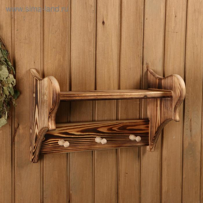 Полка вешалка обожжённая, 3 крючка, 43&times;27&times;17 см