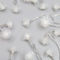 Гирлянда &laquo;Нить&raquo; 5 м с насадками &laquo;Розы большие&raquo;, IP20, прозрачная нить, 20 LED, свечение мульти (RG/RB), мигание, 220 В