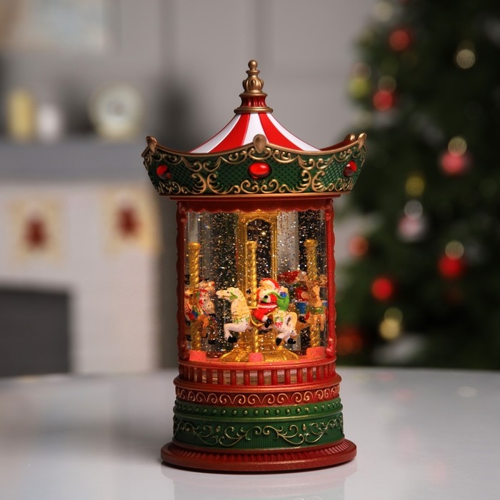 Светодиодная фигура &laquo;Карусель&raquo; 15.4 &times; 25 &times; 15.4 см, пластик, батарейки ААх3 (не в комплекте), USB, свечение тёплое белое