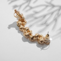 Серьга &laquo;Кафф&raquo; розочки со стразами, цвет белый в золоте