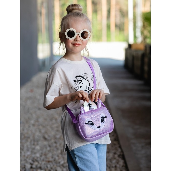 Сумка детская для девочки на молнии, длинный ремень, цвет фиолетовый Сумка детская для девочки на молнии, длинный ремень, цвет фиолетовый