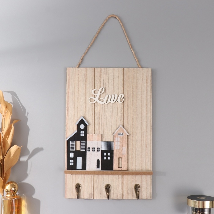 Крючки декоративные дерево Крючки декоративные дерево "Домики" 19х29 см