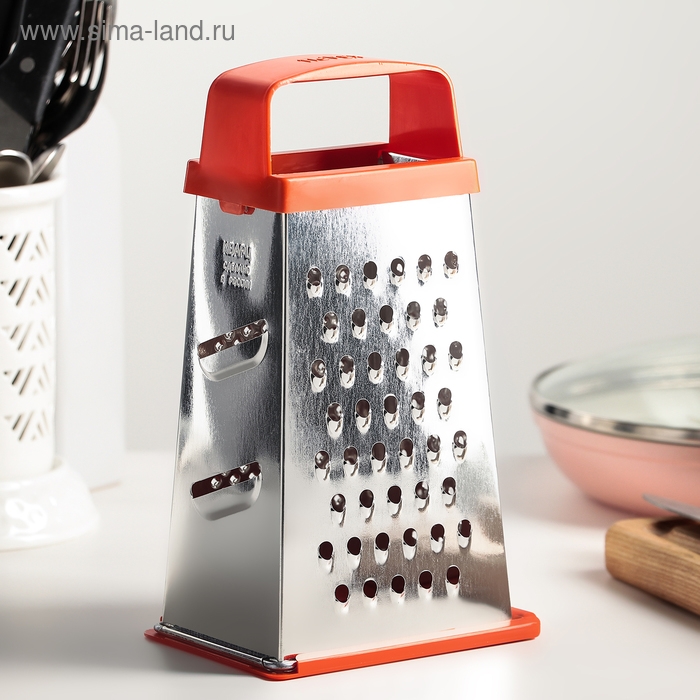 Тёрка Доляна &laquo;Универсал&raquo;, 4 грани, с крышкой-дозатором и пластиковой ручкой, 11&times;9&times;21 см, цвет МИКС