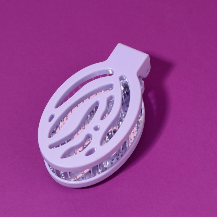 Расчёска массажная, складная, с зеркалом, 9,5 &times; 5,5 см, цвет сиреневый