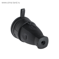 Розетка переносная 16-005, 16 А, 250 В, IP44, с з/к, с заглушкой, каучук, черная