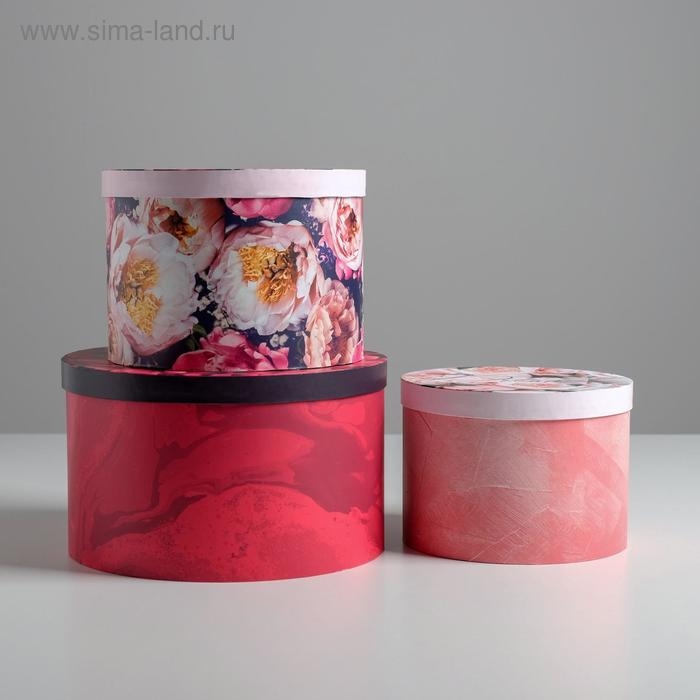 Набор коробок 3 в 1, упаковка подарочная, &laquo;Цветы&raquo;, 18 х 18 х 13‒25 х 25 х 15 см