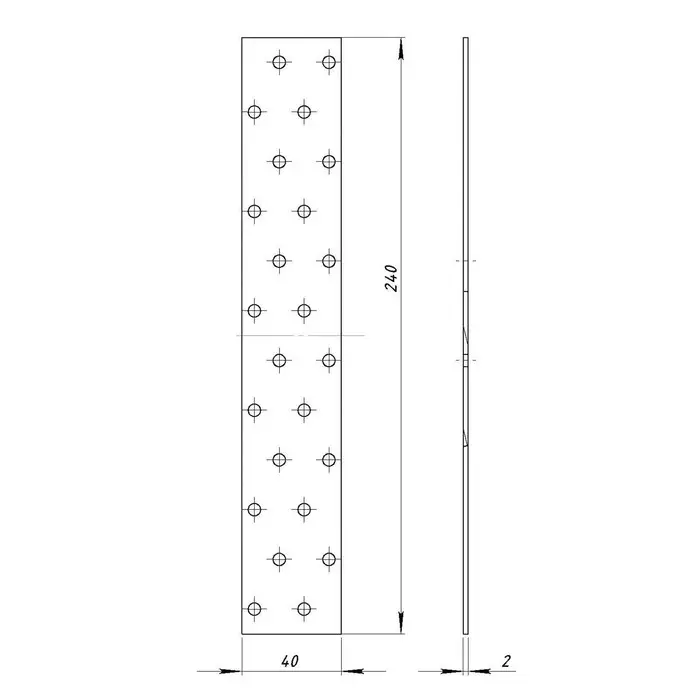 Пластина крепёжная ТУНДРА, 40х240х2 мм, цинк, в упаковке 1 шт.