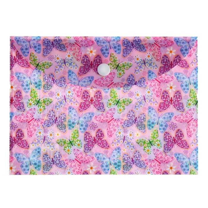 Набор папка-конверт на кнопке 12 штук, формат А6 180мкр, Ассорти