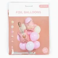 Воздушные шары "Розовая гитара" фольга, латекс, набор 12 штук