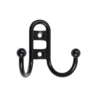 Крючок мебельный ТУНДРА TKd=016, двухрожковый, черный