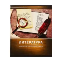 Тетрадь предметная 48 листов в линейку Calligrata, &laquo;Металл. Литература&raquo;, обложка мелованный картон, серые листы