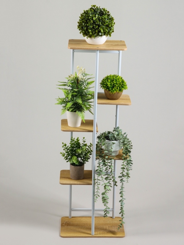 Подставка для цветов Greengo, 6 полок, 36 &times; 23 &times; 106 см, напольная, каркас металл, полки МДФ, белая