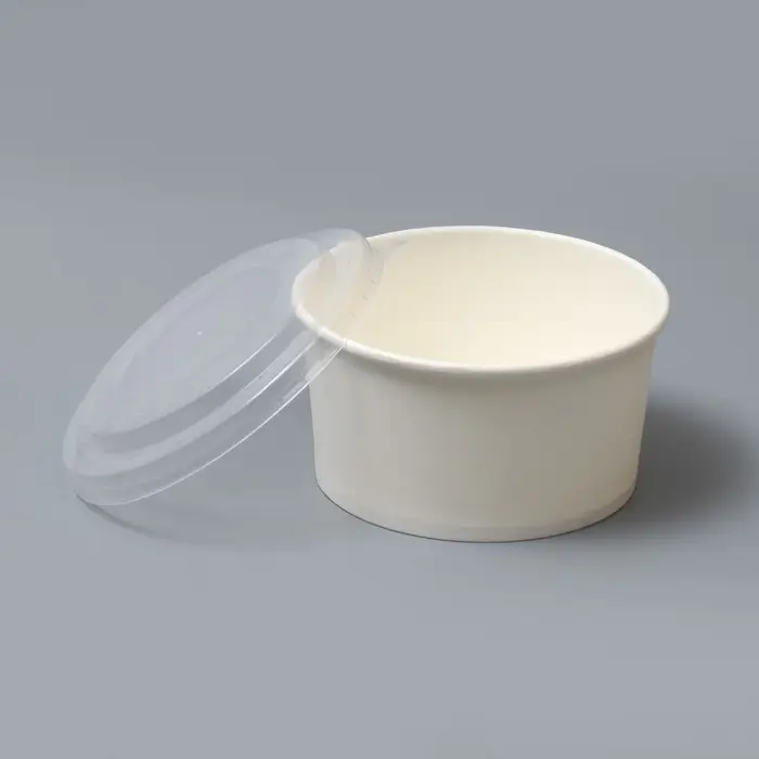 Салатник белый, с пластиковой крышкой, 1000 мл