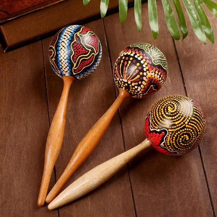 Сувенирный музыкальный инструмент Маракас &laquo;Голубая волна&raquo;, 26&times;8&times;8 см, МИКС