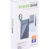 Внешний аккумулятор 10000 мАч, 10 W, 2 USB, Type-C, фонарик, солнечная панель, чёрный Внешний аккумулятор 10000 мАч, 10 W, 2 USB, Type-C, фонарик, солнечная панель, чёрный