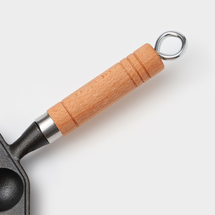 Сковорода чугунная &laquo;Сферос&raquo;, 14 ячеек, 36&times;17&times;2,5 см, деревянная ручка