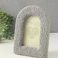Фоторамка МДФ, иск. мех 10х15 см "Плюш. Арка" серая 21,5х16,5х2 см