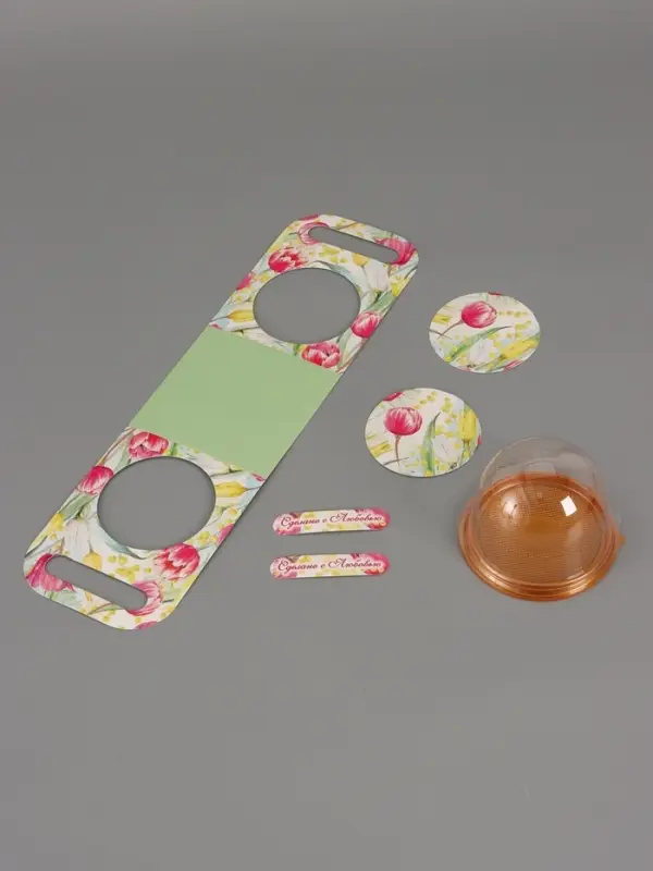 Коробка с куполом "Тюльпаны с мимозой" 11,5 х 12 х 15,5 см