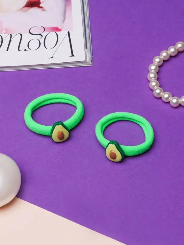 Резинка для волос "Маленькая радость" (набор 2 шт) авокадо, зёленый