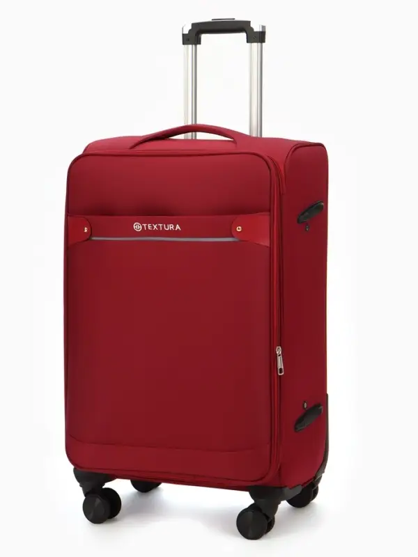 Чемодан 24",Текст,42*26*68,отд на молнии,1 нар/карм, увелич,код замок,4 колеса, красный