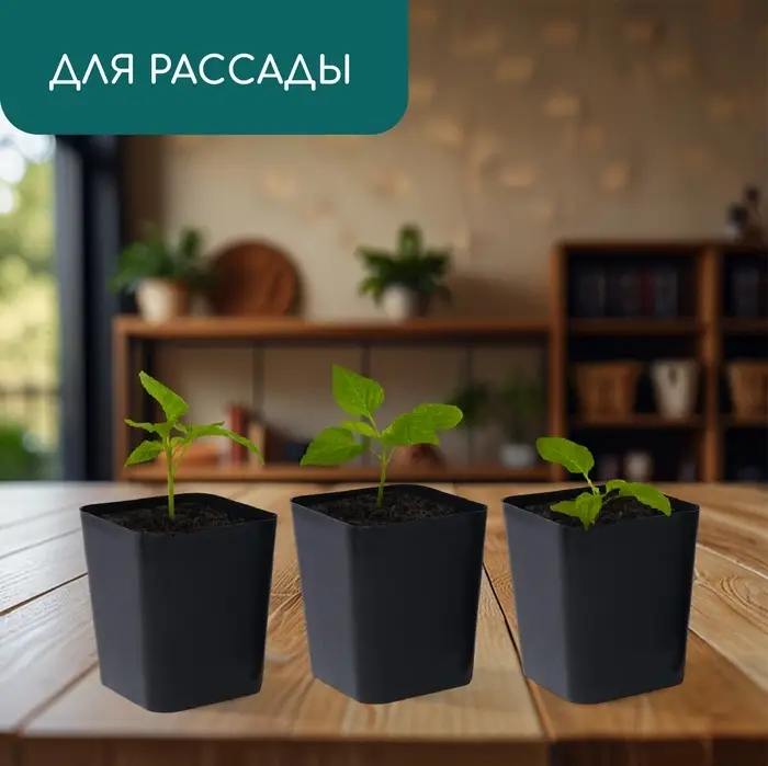 Горшок для рассады, 700 мл, d=9 см, h=11 см, пластик, чёрный, Greengo