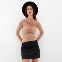 Лонгслив женский с драпировкой MIST Classic Collection, размер 46, бежевый Лонгслив женский с драпировкой MIST Classic Collection, размер 46, бежевый