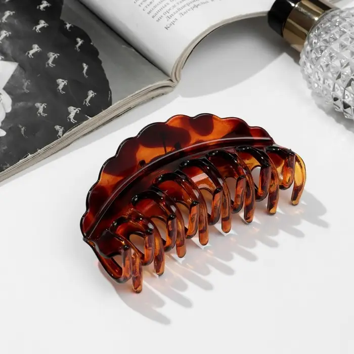 Краб для волос "Леопардовый принт " волна, 10 см, микс