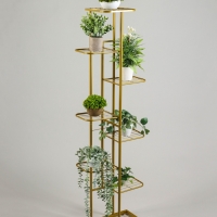 Подставка для цветов Greengo, 8 полок, 43 &times; 22 &times; 141 см, напольная, металл, цвет золотой