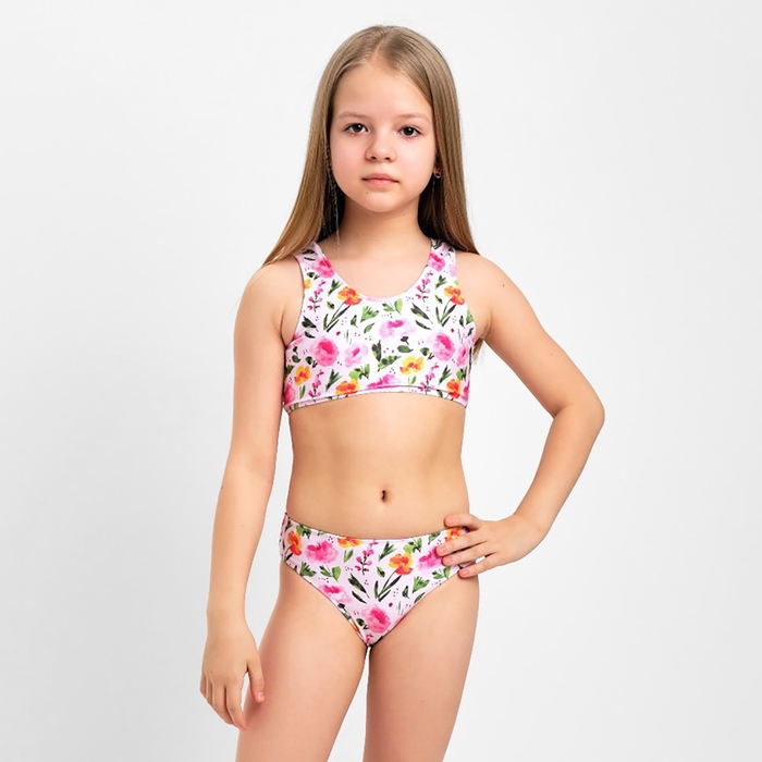 Купальник детский KAFTAN Купальник детский KAFTAN "Цветы", рост 140 см, розовый