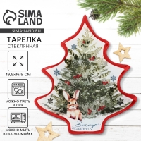 Тарелка в форме ёлки новогодняя Дорого внимание &laquo;Загадай желание&raquo;, 19,5 х 16,5 см, стекло