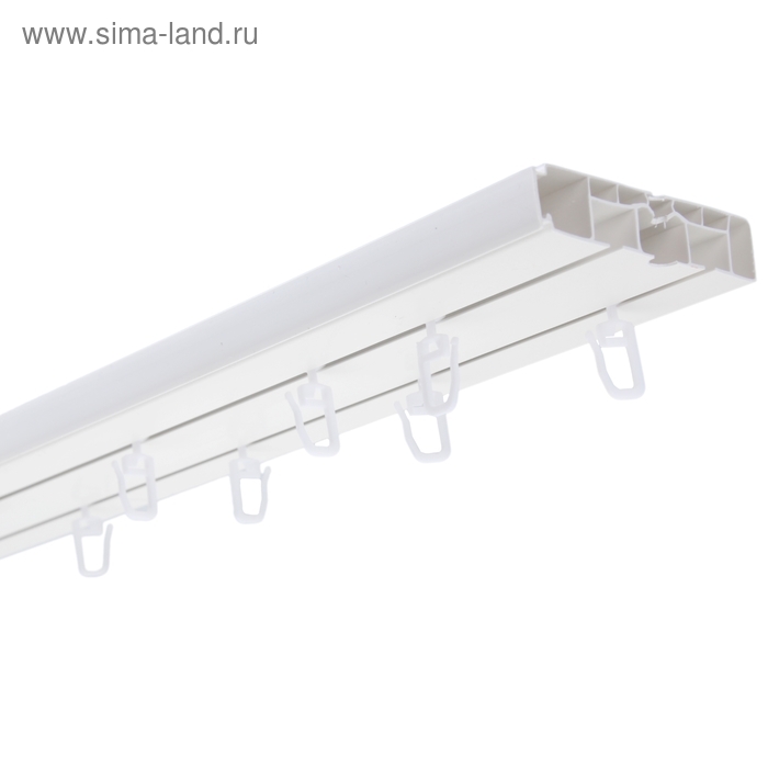 Карниз двухрядный &laquo;Цезарь эконом&raquo;, 240 см, цвет белый