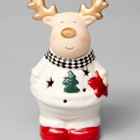 Светодиодная фигура "Олененок в свитере" 13.8х6х7, 1 LED, LR44x3(в компл.), Т/БЕЛЫЙ