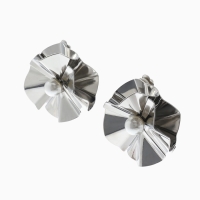 Клипсы &laquo;Тренд&raquo; объёмный цветок, цвет серебро
