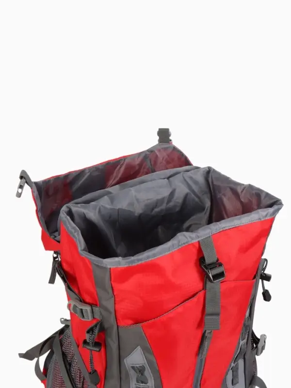 Рюкзак тур 65+5л, 30*20*53, отдел на шнурке, 5нар+2вн кармана, цвет красный