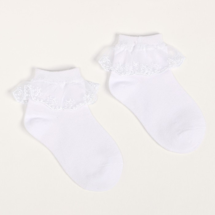 Носки детские с кружевом, цвет белый, размер 14-16