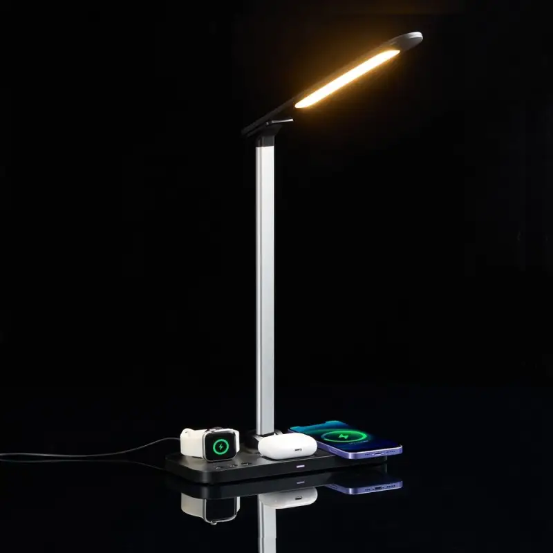 Настольная лампа с беспроводной зарядкой Power Light, черная