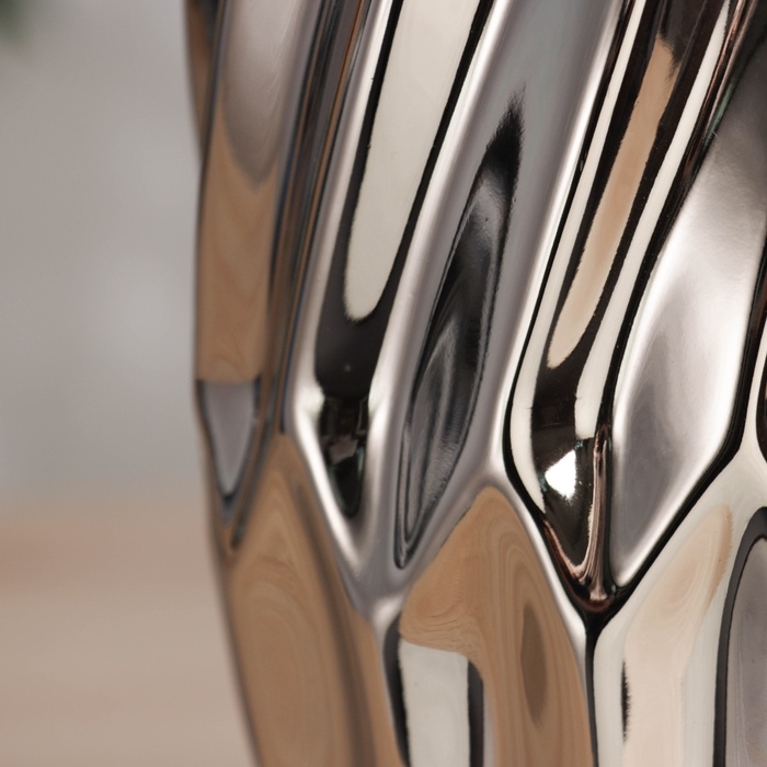 Керамическая ваза декоративная настольная &laquo;Освальд&raquo;, для цветов, сухоцветов, d-6 см, 20&times;10 см, серебро