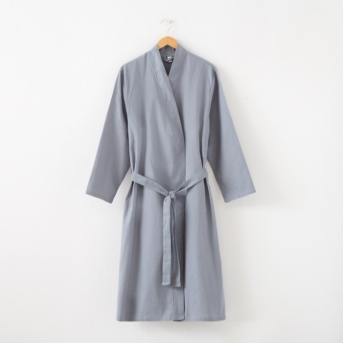 Халат вафельный мужской удлинённый Экономь и Я размер 54-56, цвет серый, 100% хлопок, 200г/м2 Халат вафельный мужской удлинённый Экономь и Я размер 54-56, цвет серый, 100% хлопок, 200г/м2