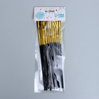 Трубочка для коктейля &laquo;Дождик&raquo;, набор 12 шт., цвет золотой