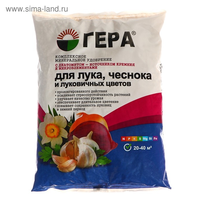 Минеральное удобрение с диатомитом Минеральное удобрение с диатомитом "Гера" для Лука, Чеснок и Луковичных цветов, 0,9 кг