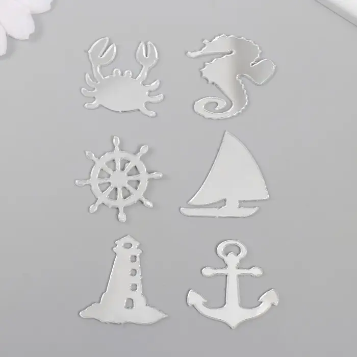 Декоративные элементы для творчества &laquo;Арт Узор. Морская тематика&raquo;, набор 6 шт., пластик зеркальный