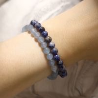 Набор браслетов 2 шт., шар №6 &laquo;Содалит и Аквамарин&raquo;