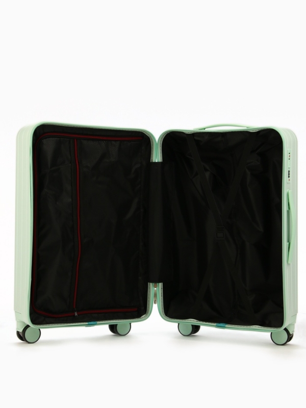 Чемодан 24", PС, 42*27*66, отд на молнии, код замок, 4 колеса, св. зеленый