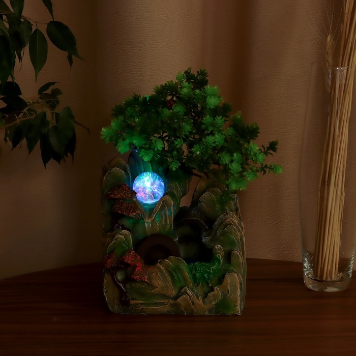 Фонтан "Каменный склон под деревом" 29х16 см (с подсветкой)