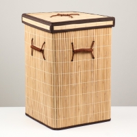 Корзина для хранения,угловая, с ручками, складная, 32&times;32&times;50 см, бамбук