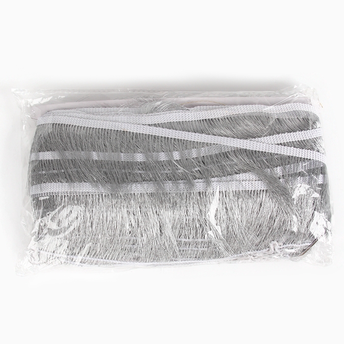 Тесьма с бахромой, цвет серебро ширина 6 см, по 25 м