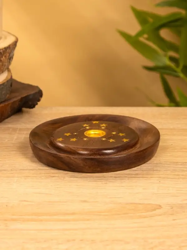 Подставка под благовония круглая "Звёзды" 12,5х12,5х2 см, дерево шишам